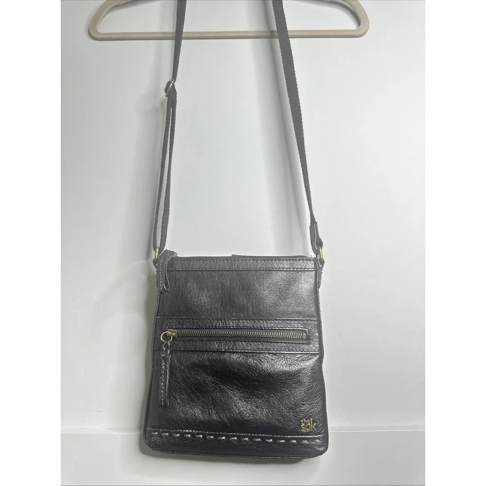 The Sak Purse‎ Black Genuine Leather Shoulder Adjustable Strap Boho Crossbody